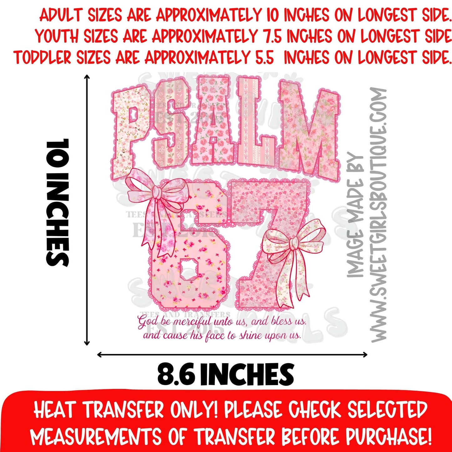 PSALM 67 FLORAL CHRISTIAN HEAT TRANSFER NOT A SHIRT DTF PRINT