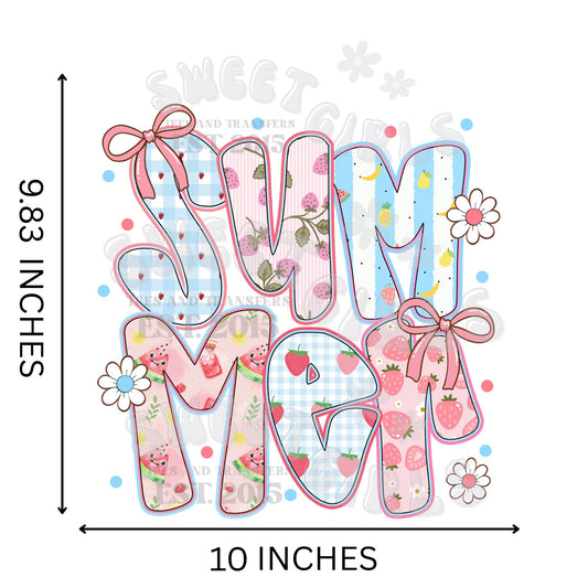 SUMMER Retro Floral Bow Letters DTF Transfer – Colorful Vintage Iron-On Heat Press Design for T-Shirts, Bags & Summer DIY Decor – Washable & Durable