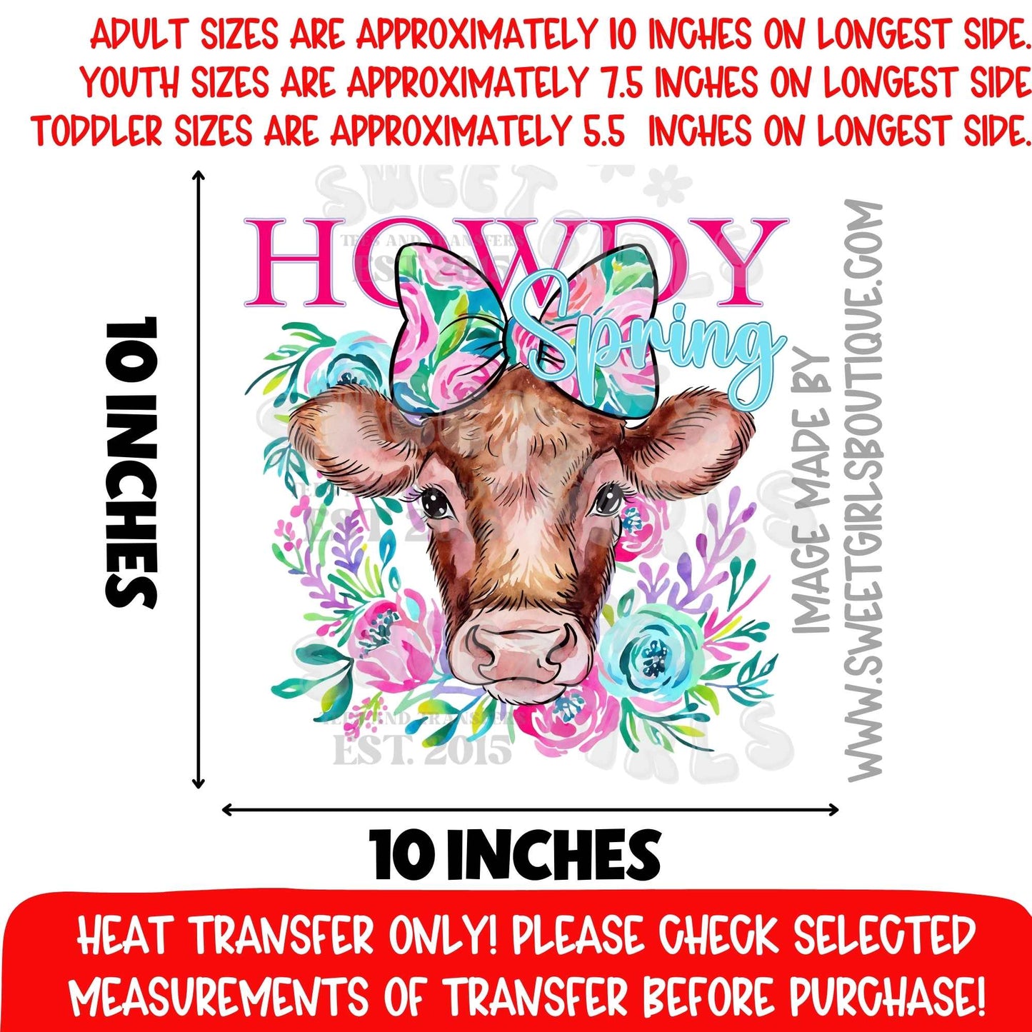 Howdy Spring Cow With Bow HOWDY SPRING COW WITH BOW Howdy Spring Cow With Bow HEAT TRANSFER DTF HEAT TRANSFER NOT A SHIRT HOWDY SPRING COW WITH BOW HEAT TRANSFER