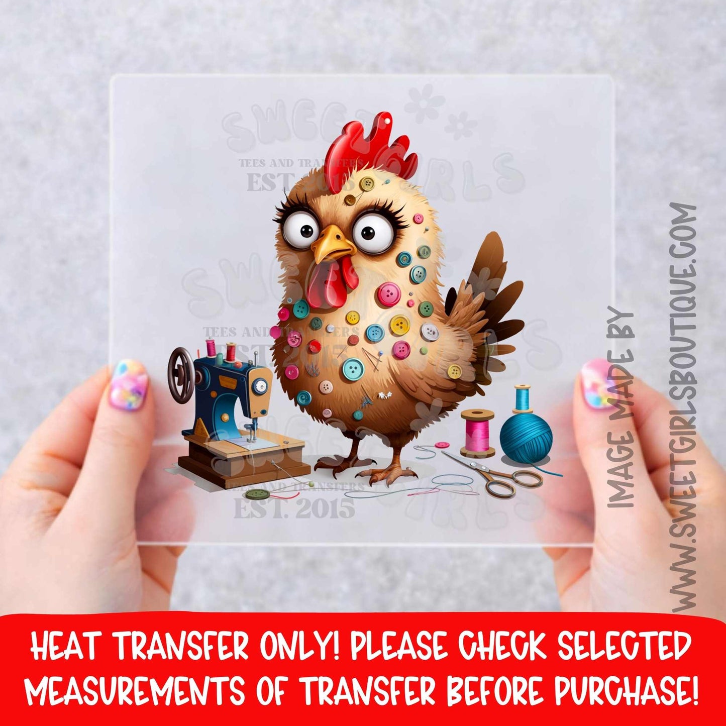 Sewing Chicken With Buttons SEWING CHICKEN WITH BUTTONS Sewing Chicken With Buttons HEAT TRANSFER DTF HEAT TRANSFER NOT A SHIRT SEWING CHICKEN WITH BUTTONS HEAT TRANSFER