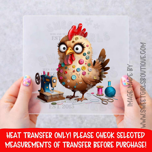 Sewing Chicken With Buttons SEWING CHICKEN WITH BUTTONS Sewing Chicken With Buttons HEAT TRANSFER DTF HEAT TRANSFER NOT A SHIRT SEWING CHICKEN WITH BUTTONS HEAT TRANSFER