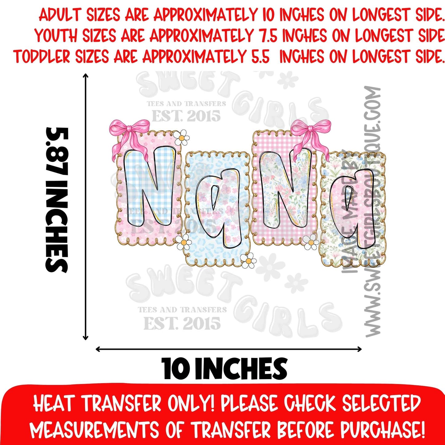 Nana Pastel Patch Letters NANA PASTEL PATCH LETTERS Nana Pastel Patch Letters HEAT TRANSFER DTF HEAT TRANSFER NOT A SHIRT NANA PASTEL PATCH LETTERS HEAT TRANSFER