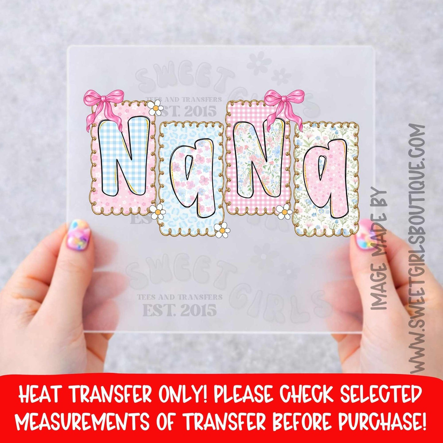 Nana Pastel Patch Letters NANA PASTEL PATCH LETTERS Nana Pastel Patch Letters HEAT TRANSFER DTF HEAT TRANSFER NOT A SHIRT NANA PASTEL PATCH LETTERS HEAT TRANSFER