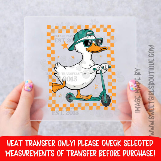 COOL DUCK SCOOTER BOY VERSION FUNNY DUCK DTF HEAT TRANSFER NOT A SHIRT HEAT TRANSFER READY TO PRESS DTF PRINT
