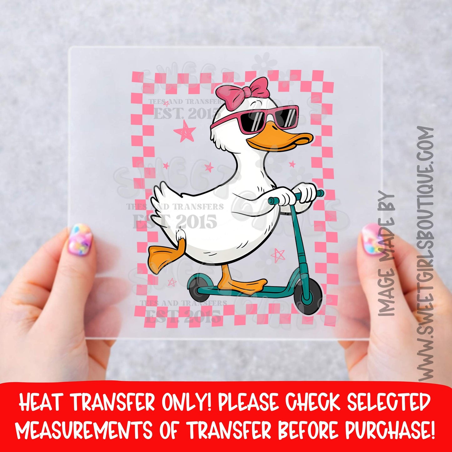 COOL DUCK SCOOTER FUNNY DUCK SUNGLASSES DTF HEAT TRANSFER NOT A SHIRT HEAT TRANSFER READY TO PRESS DTF PRINT