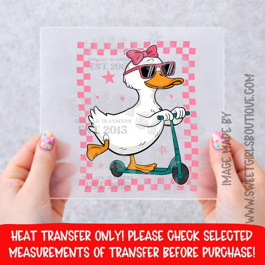 COOL DUCK SCOOTER FUNNY DUCK SUNGLASSES DTF HEAT TRANSFER NOT A SHIRT HEAT TRANSFER READY TO PRESS DTF PRINT