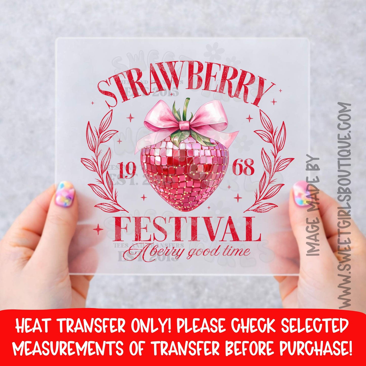 STRAWBERRY FESTIVAL BERRY CUTE VINTAGE STRAWBERRY DTF HEAT TRANSFER NOT A SHIRT HEAT TRANSFER READY TO PRESS DTF PRINT