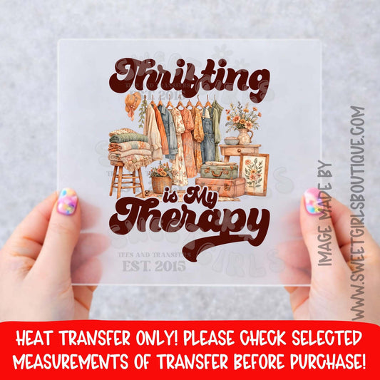 Thrifting Therapy Heat Transfer NOT A SHIRT vintage clothing rack grandma core thrift aesthetic dtf transfer