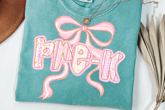 Pastel Bow School DTF Heat Transfers – Pre-K to 5th Grade – Pink Grandmillennial Iron-On Shirt Designs for Girls