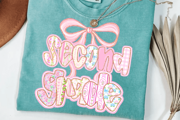 Pastel Bow School DTF Heat Transfers – Pre-K to 5th Grade – Pink Grandmillennial Iron-On Shirt Designs for Girls