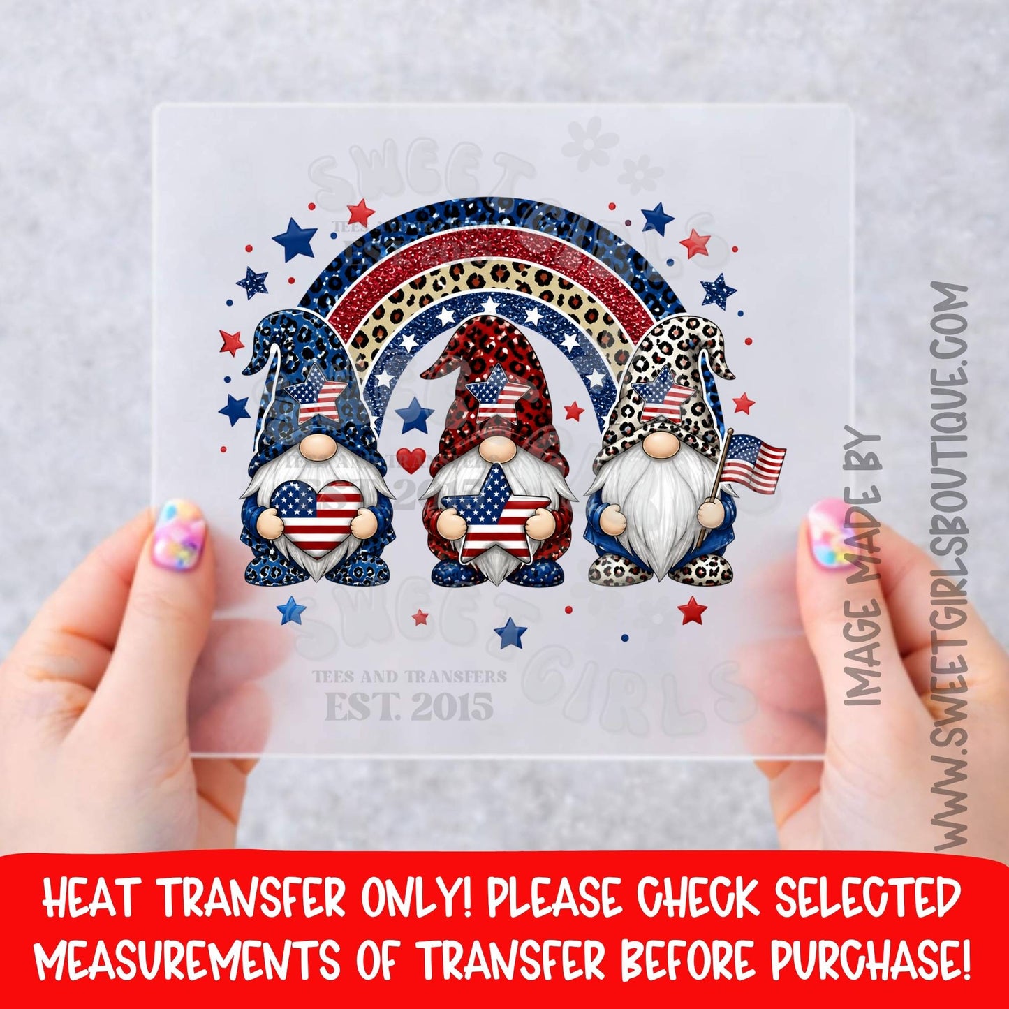 Patriotic Gnome Trio Heat Transfer, Fourth Of July DTF Transfer, American Flag Gnome Shirt Decal, Red White Blue Leopard Stars Graphic, Summer USA Transfer, Not A Shirt