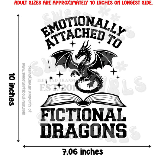 Fictional Dragons Bookish DTF Heat Transfer – Fantasy Iron-On – Ready to Press for Adult
