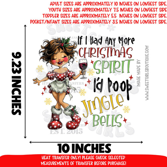 Christmas Spirit Loading Heat Transfer | Funny Wine Girl Christmas DTF | Retro Holiday Iron On | Ready To Press Cold Peel Transfer