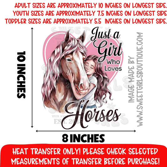 Just A Girl Who Loves Horses DTF Heat Transfer Horse Girl Western Design