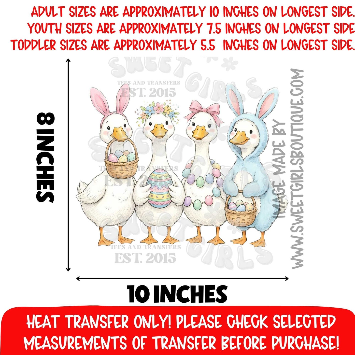 Easter Duck Family DTF Heat Transfer Cute Spring Animal Design