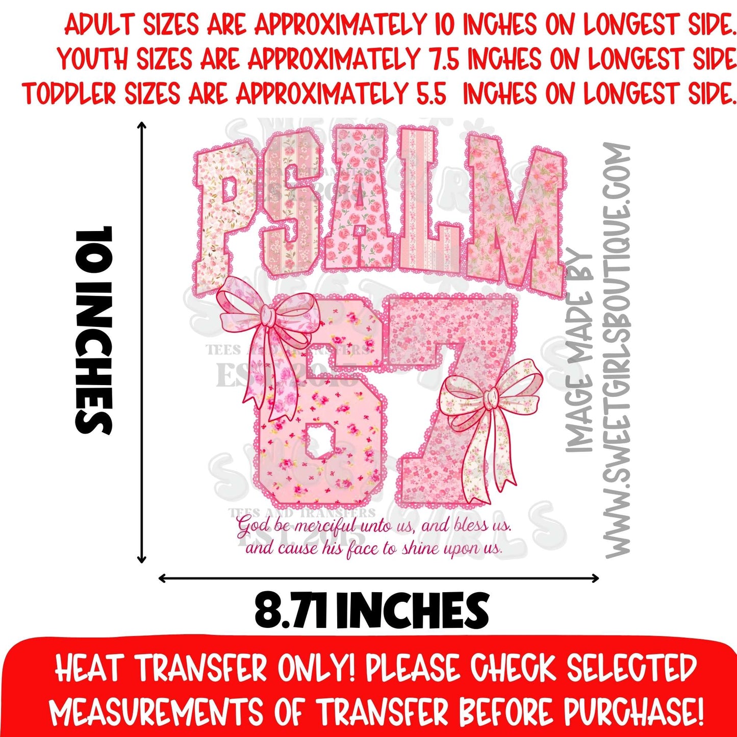 Psalm 67 Bible Verse Pink Floral Heat Transfer Christian DTF Iron On