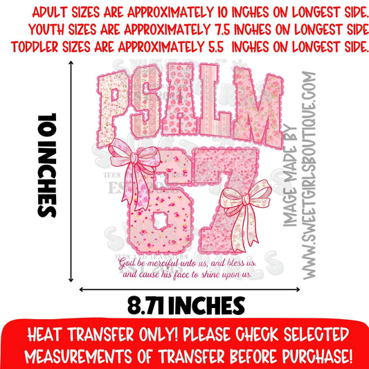Psalm 67 Bible Verse Pink Floral Heat Transfer Christian DTF Iron On