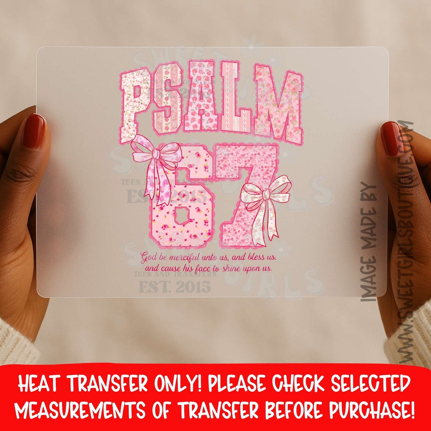 Psalm 67 Bible Verse Pink Floral Heat Transfer Christian DTF Iron On