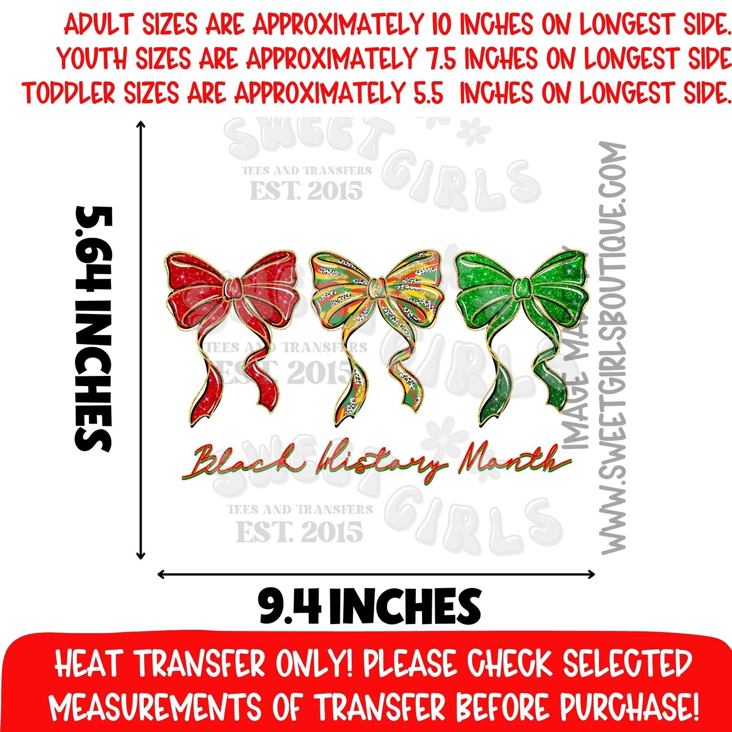 Black History Month Bows Heat Transfer Cultural Pride DTF Iron On