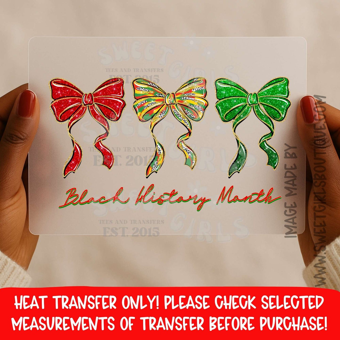Black History Month Bows Heat Transfer Cultural Pride DTF Iron On