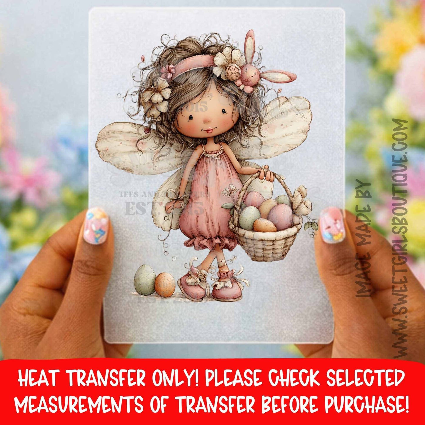 Easter Fairy Girl Heat Transfer Spring Kids DTF Whimsical Not a Shirt