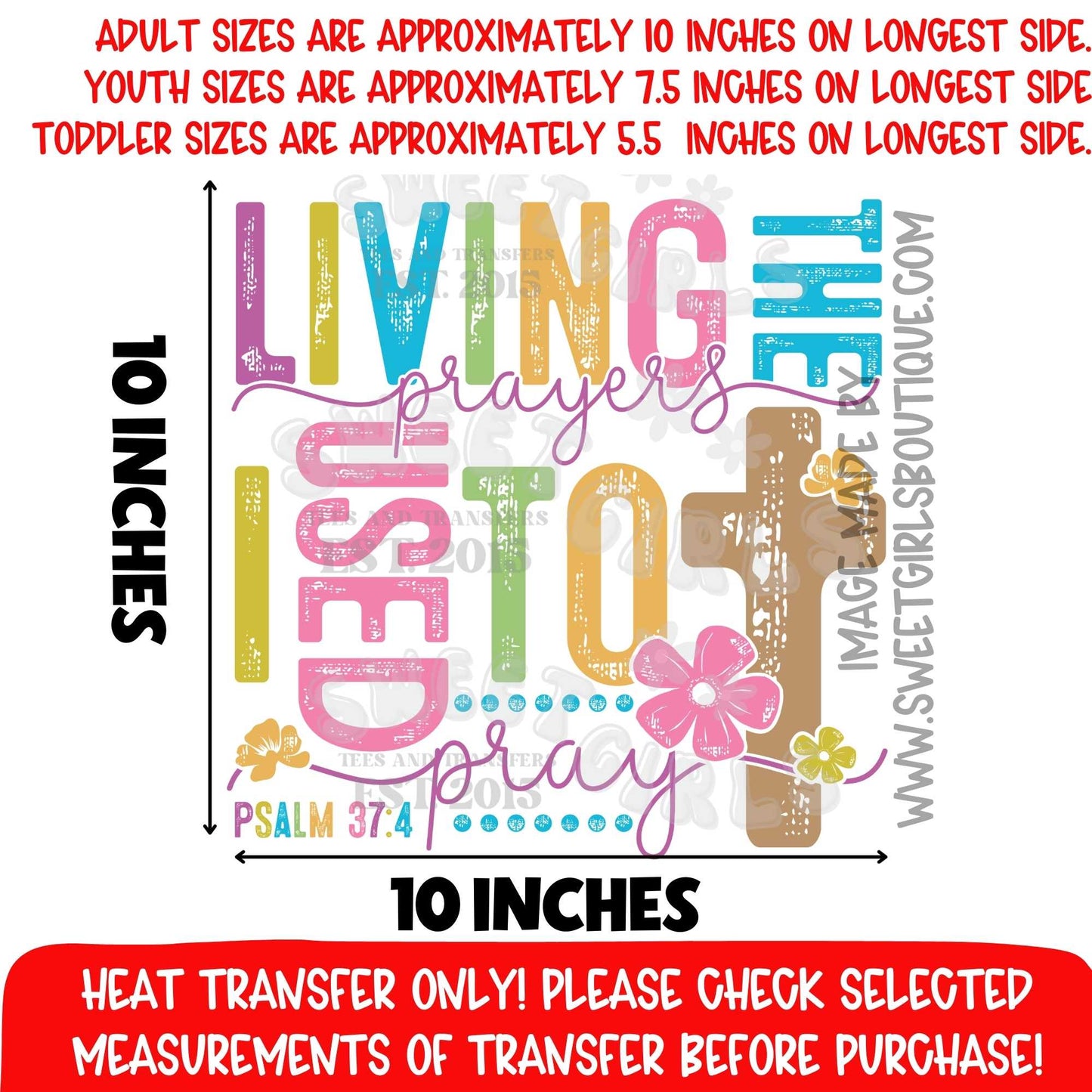 Cross Colorful Living Prayer I Need God Heat Transfer DTF Iron On Printable Transfer Not a Shirt Christian Faith Scripture