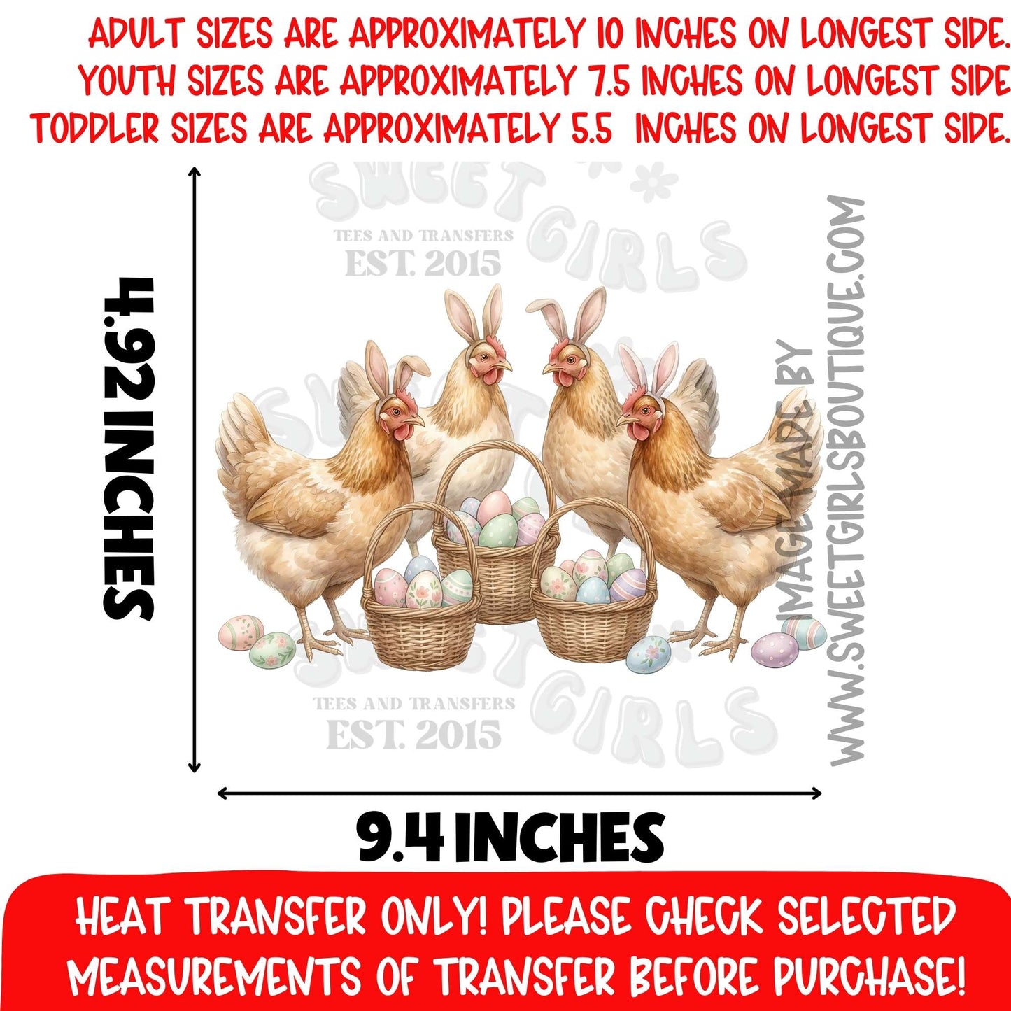 Easter Bunny Chickens Egg Basket Spring Farm Heat Transfer Not a Shirt