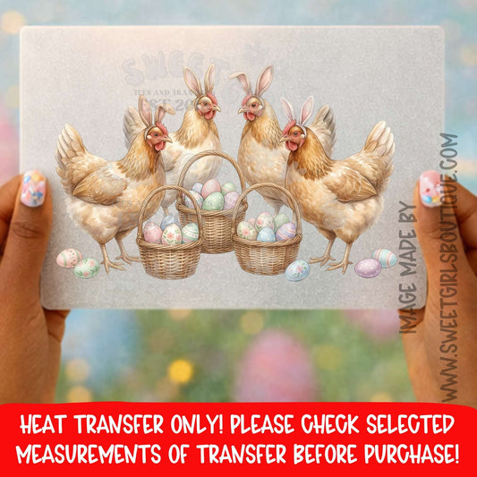 Easter Bunny Chickens Egg Basket Spring Farm Heat Transfer Not a Shirt