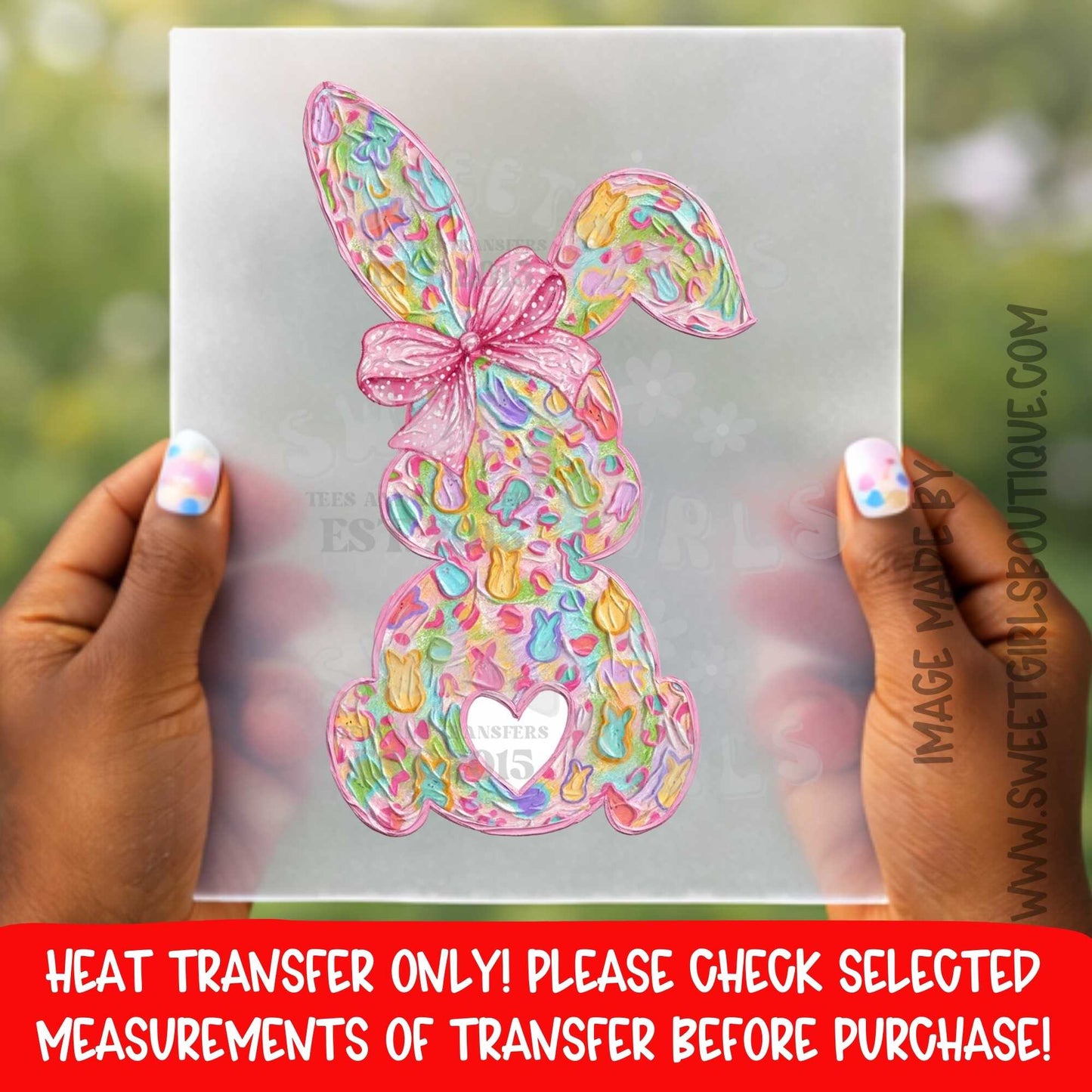 EASTER BUNNY PASTEL BUNNY COQUETTE BOW SPRING EASTER GIRLIE SPRING GRAPHIC heat transfer NOT A SHIRT