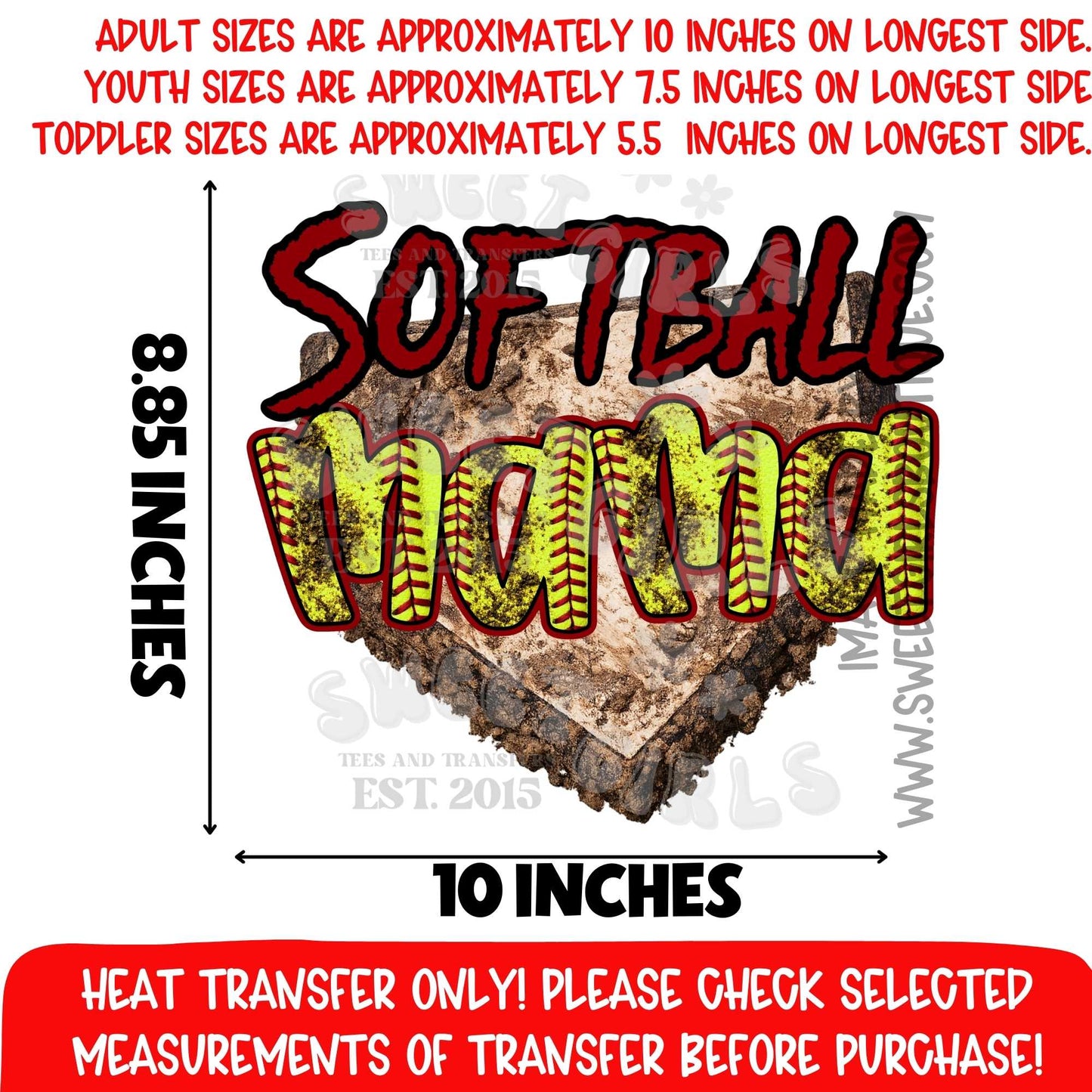 SOFTBALL MAMA SOFTBALL MOM GAME DAY MOM NEON SOFTBALL DIRT FIELD STITCHED MAMA SPORTS GRAPHIC heat transfer NOT A SHIRT