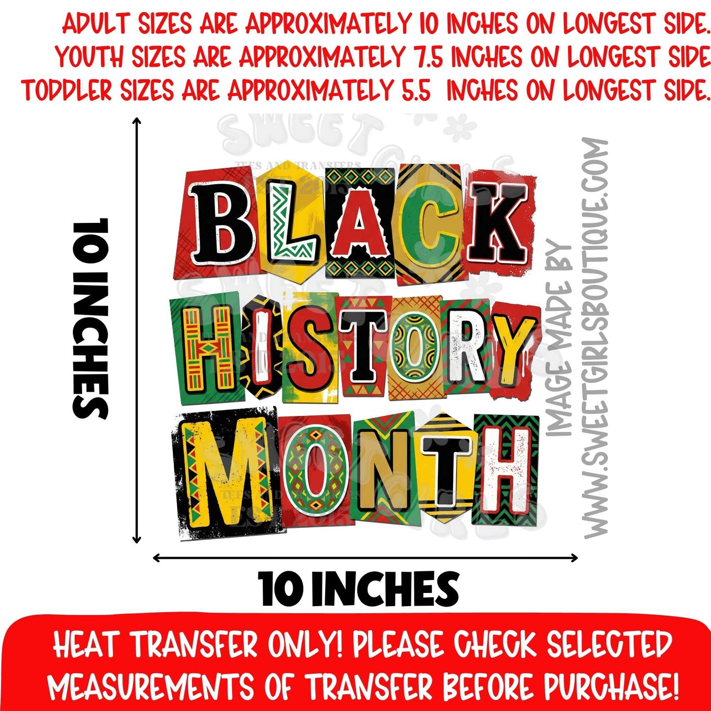 Black History Month DTF Heat Transfer African Pattern Text