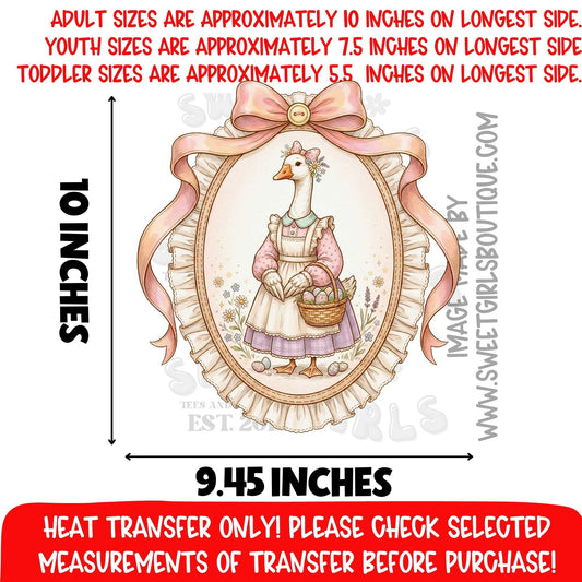Cottagecore Goose DTF Heat Transfer Vintage Easter Farm