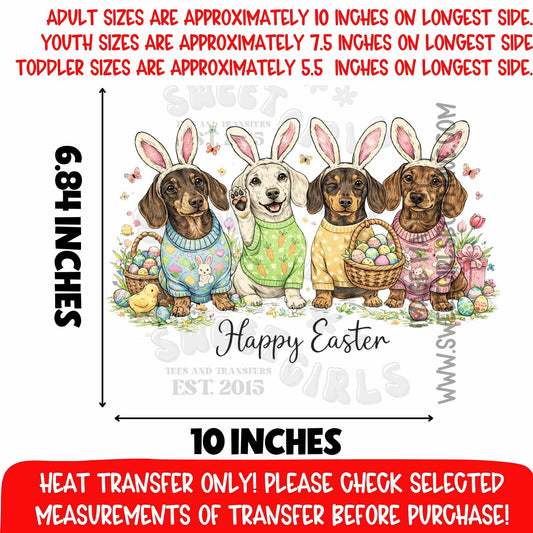 Happy Easter Dachshund DTF Heat Transfer Bunny Dog Print