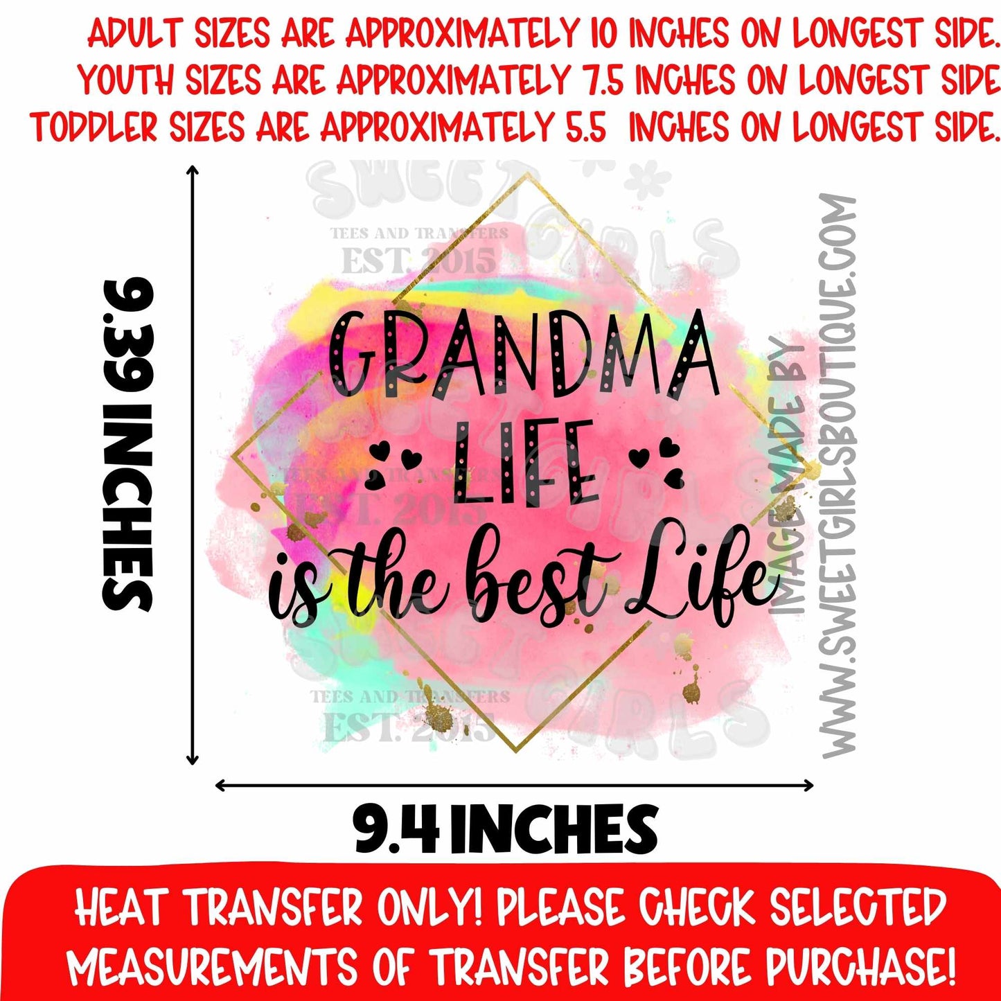 Grandma Life DTF Heat Transfer Color Splash Grandma Gift Print
