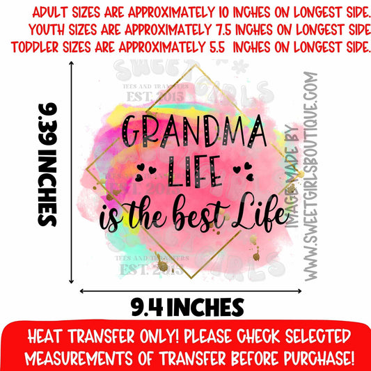 Grandma Life DTF Heat Transfer Color Splash Grandma Gift Print