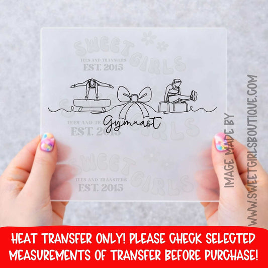 Gymnast Bow Line Art Heat Transfer DTF Iron On Printable Transfer Not a Shirt Girls Gymnastics