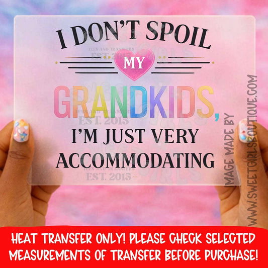 I Don’t Spoil My Grandkids Funny Grandparent Heat Transfer Nana Papa Gift Not a Shirt