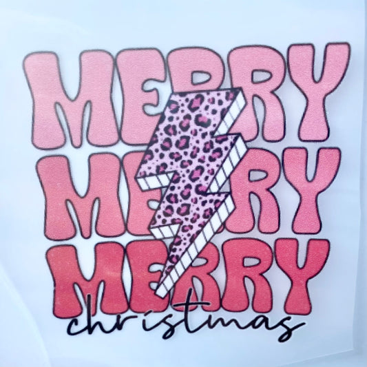 Merry Christmas Pink & Cheetah DTF Print