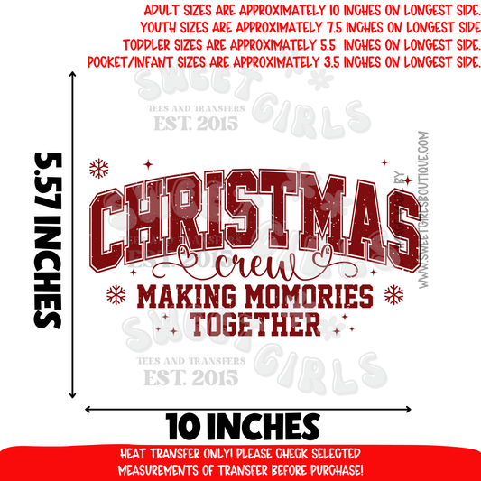 Christmas Crew Heat Transfer – Matching Family Holiday Shirt DIY Making Memories Together DTF Ready to Press Cold Peel Iron On Applique