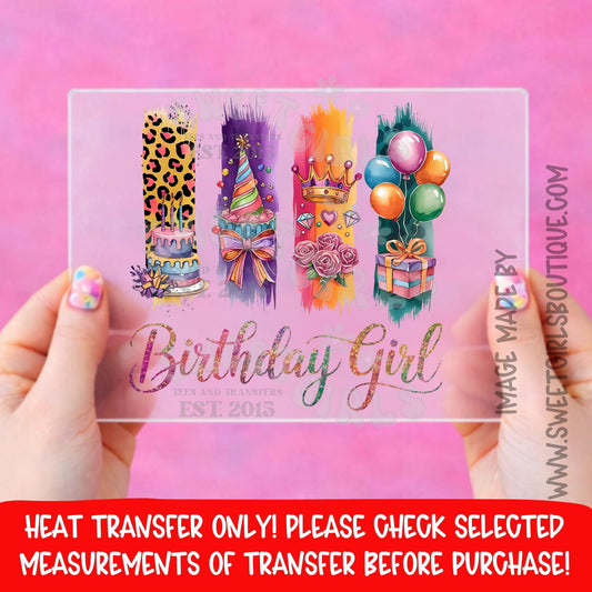 Birthday Girl Candle Stack DTF Heat Transfer Birthday Girl Heat Transfer Not A Shirt Birthday Party Iron On