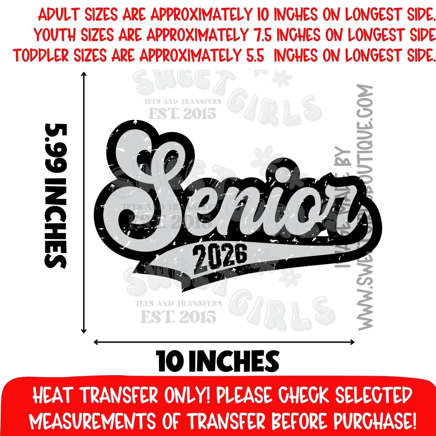 Senior 2026 Retro Graduation DTF Heat Transfer Senior 2026 Not A Shirt Retro Grad Iron On