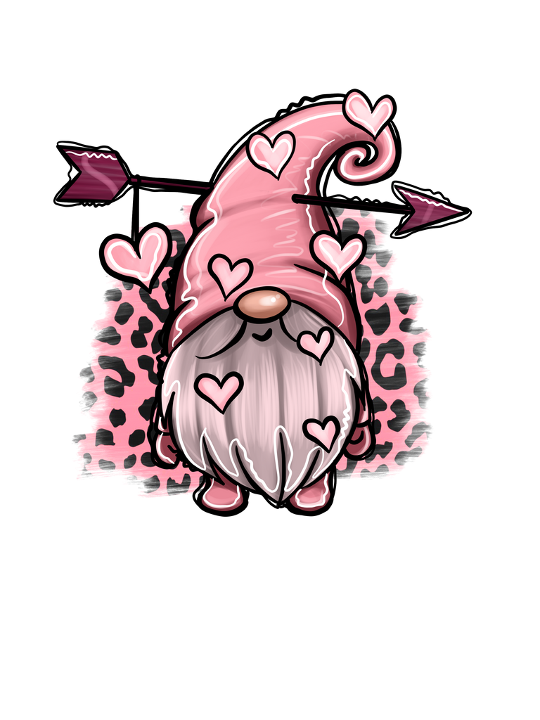 Pink Hearts Gnome DTF Print