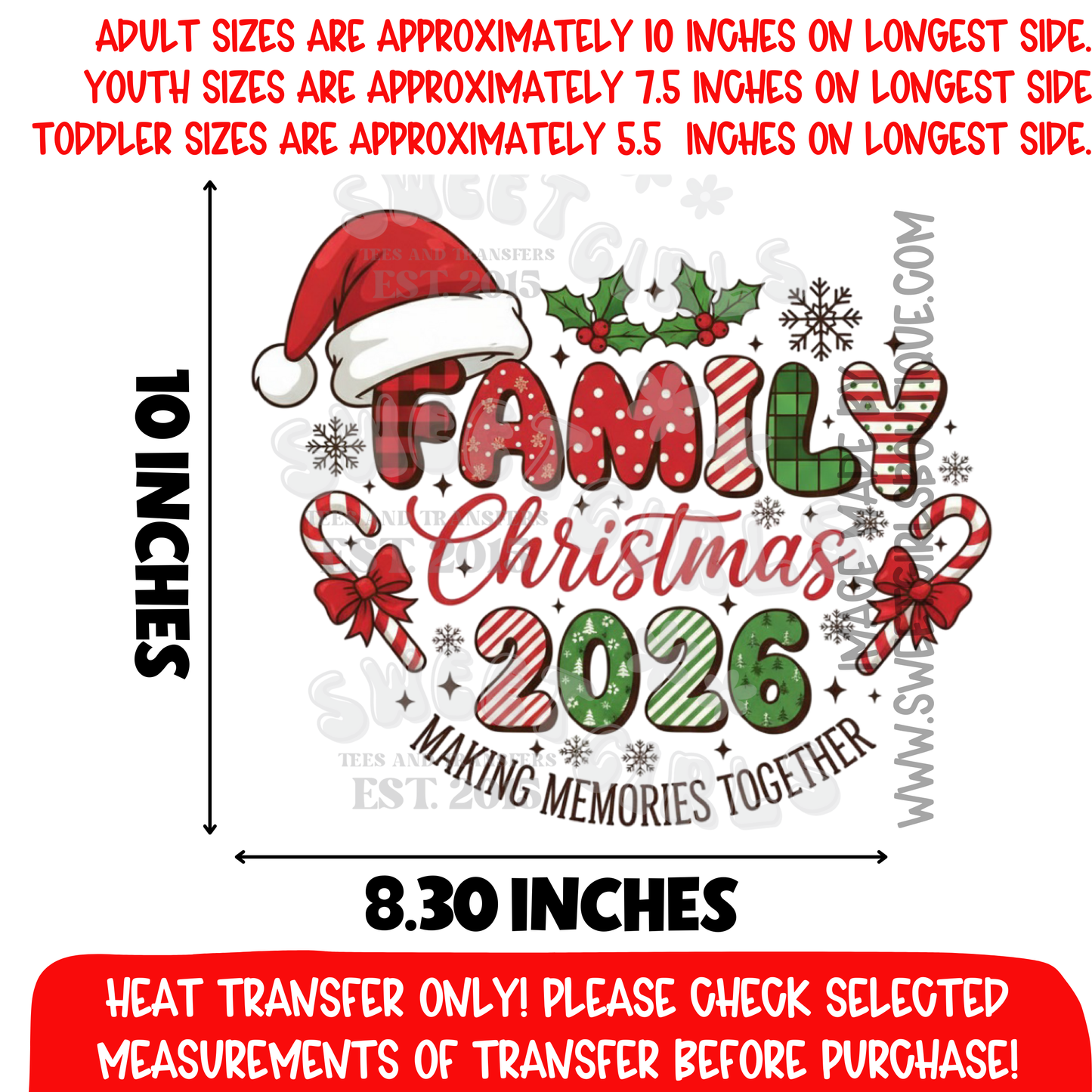 Family Christmas 2026 Making Memories Together Heat Transfer DTF Iron On Holiday Matching Family Shirt Design