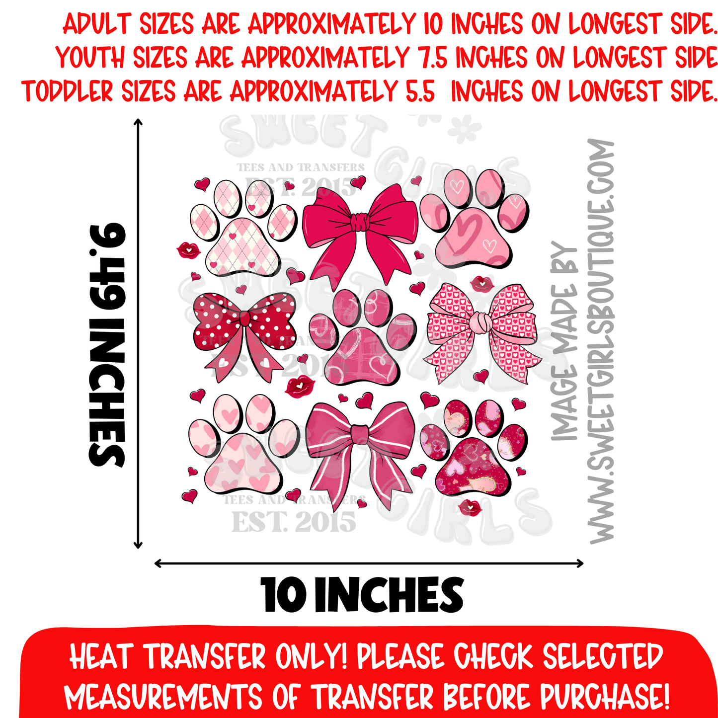 Valentine Paw Print Bow Heat Transfer Dog Mom Cat Mom Pet Lover Cute Valentine Shirt Design dtf heat transfer iron on applique printable transfer sublimation alternative no weeding vibrant colors cold peel custom shirt design