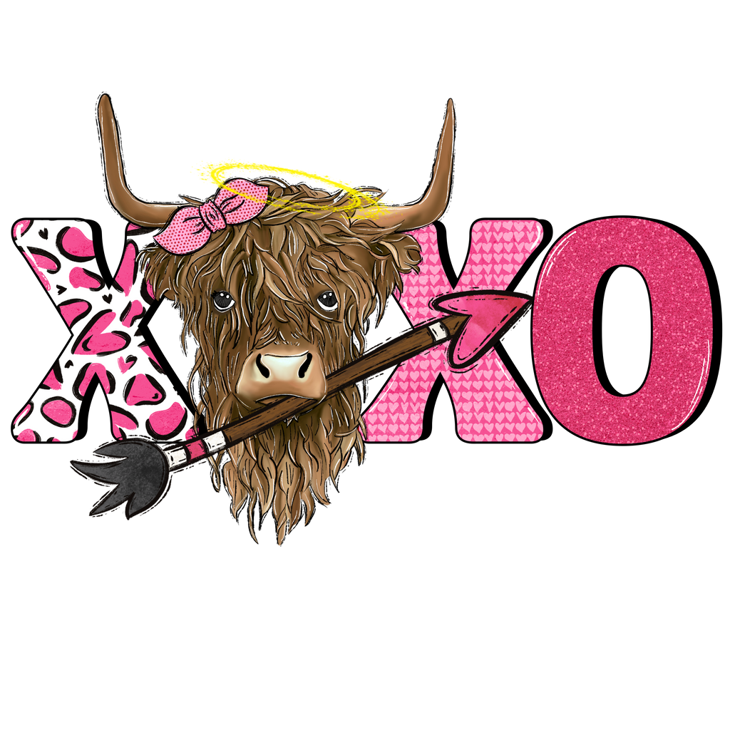 Highland Cow XOXO DTF Print