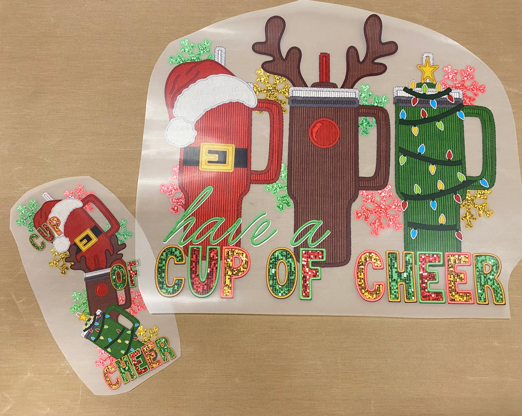 Cup of Cheer with sleeve DTF print