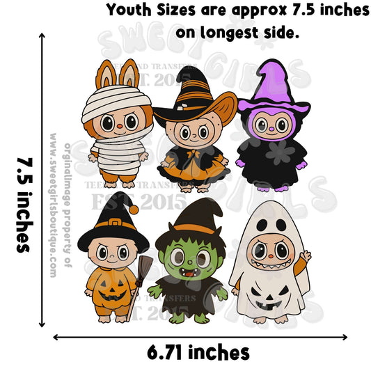 Trendy Monster Cute Halloween Kids Costume DTF Heat Transfer – Ghost, Pumpkin, Mummy, Witch, Monster Iron-On Designs for Shirts – DIY Fall Festival Printable Transfers for Toddlers, Youth & Adults