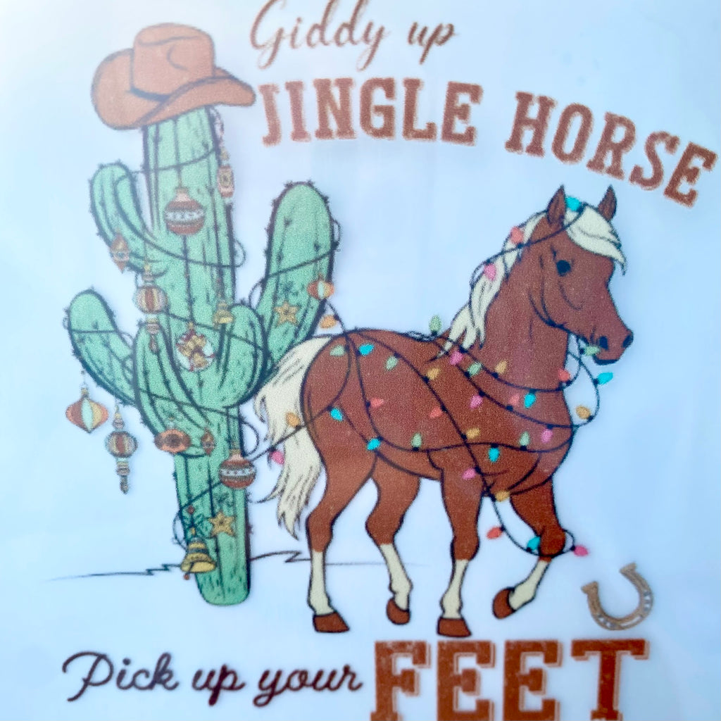 Giddy Up Jingle Horse DTF Print