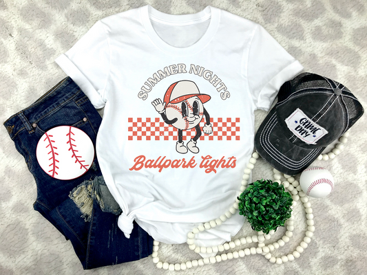 Summer Nights Ballpark Lights (Baseball) Tees & DTFs