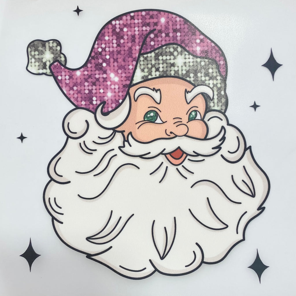 Santa (Sparkly pink hat) DTF print